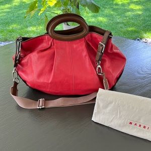Marni Dark Coral Leather Balloon Hobo Bag